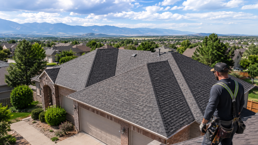 Completed asphalt shingle roofing project on a Colorado Springs home